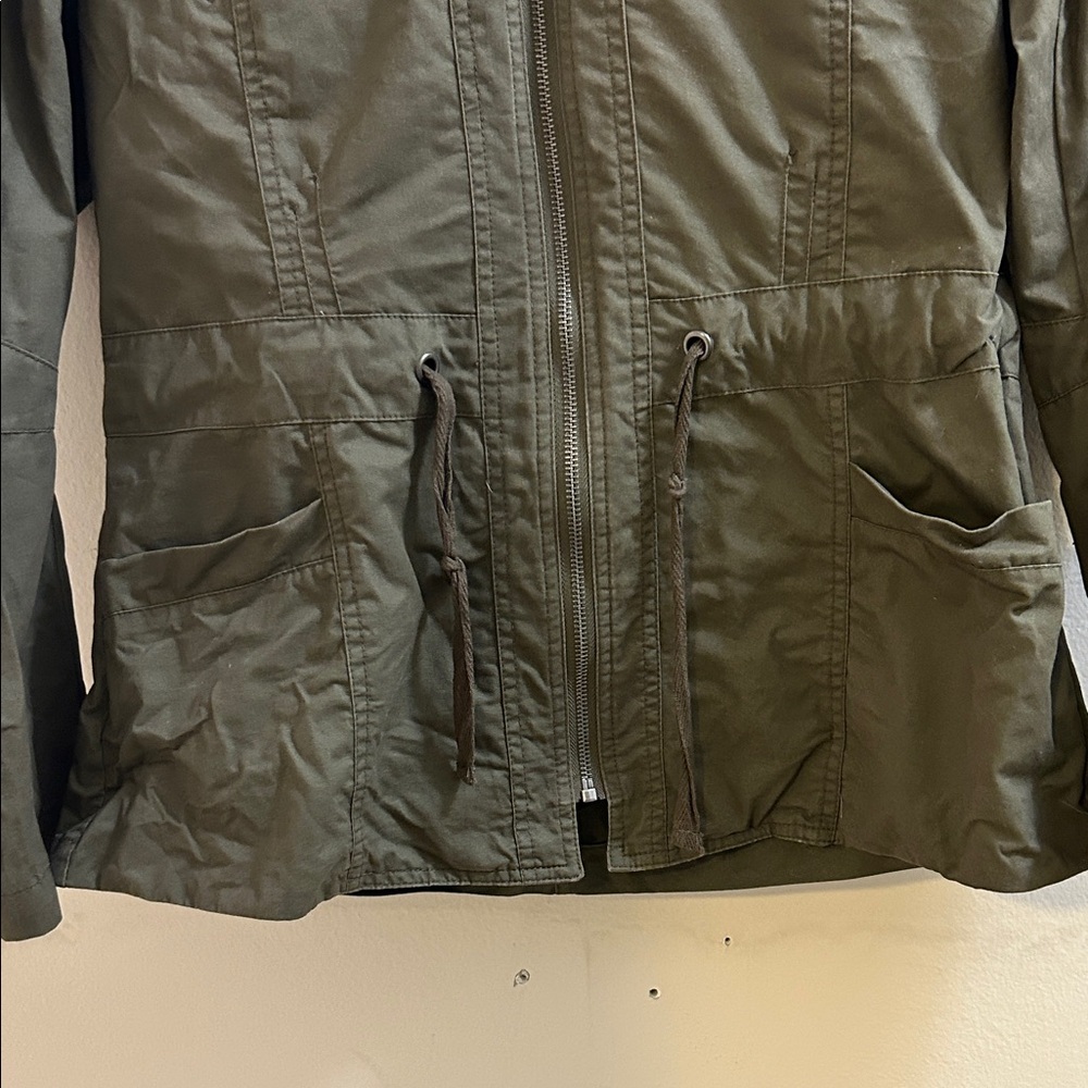 Olive Green Women's Jacket with Hood - Picture 4 of 8